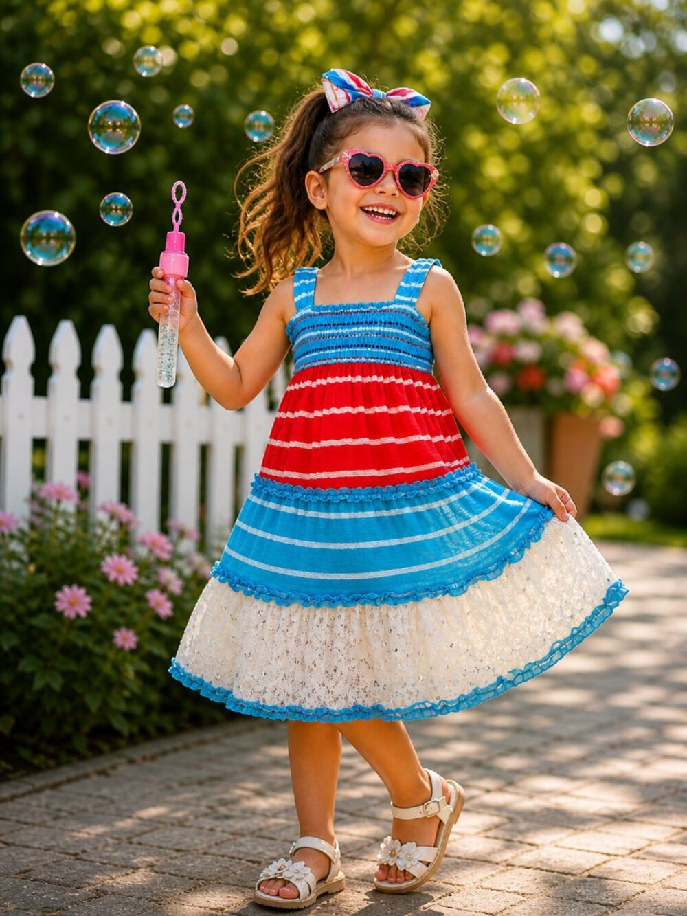 NEW Haven Girl Patriotic Red Blue‎ White Girls Sun Dress sz 6X July 4Th Memorial
